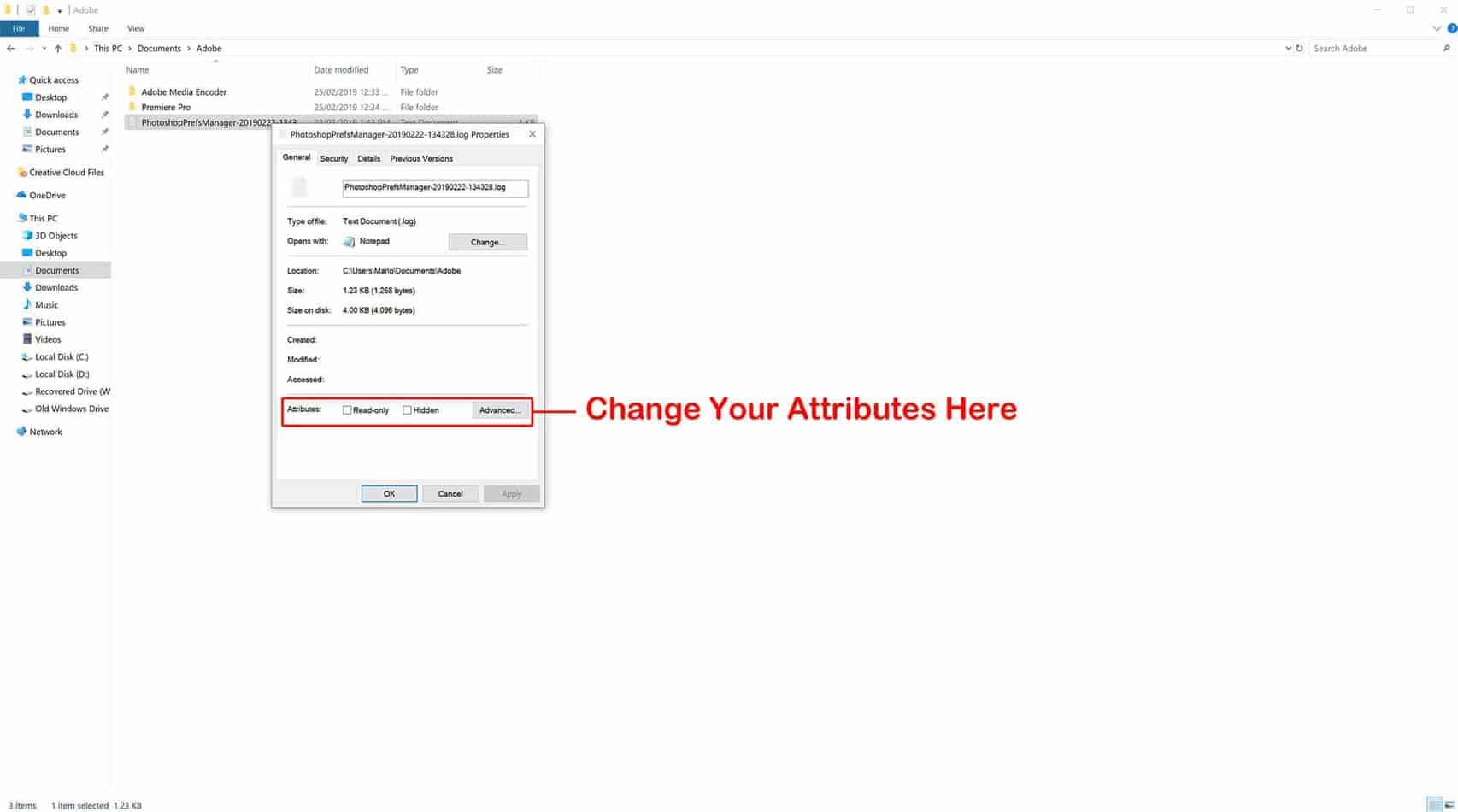 file attributes - how to change file attributes