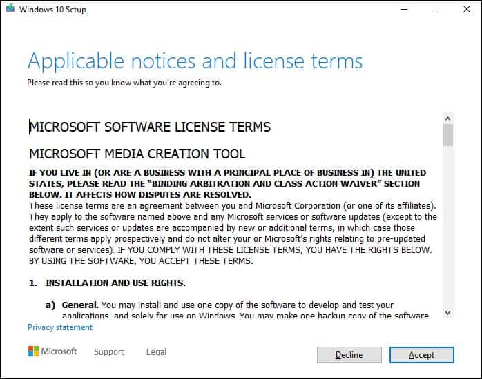 accept license terms