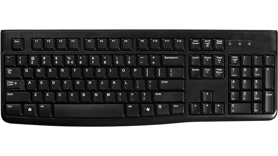 A keyboard with two shift keys.