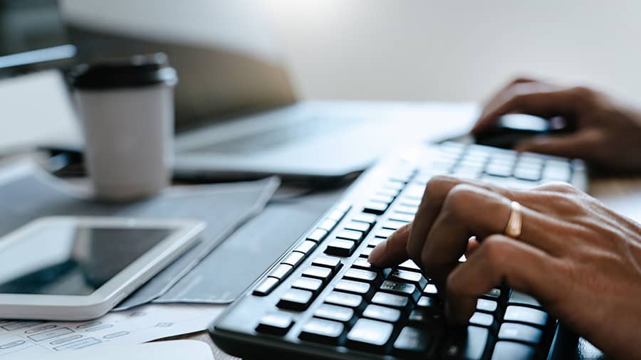 A student is using a Windows computer.