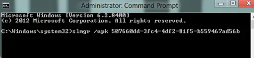 Command Prompt slmgr example.