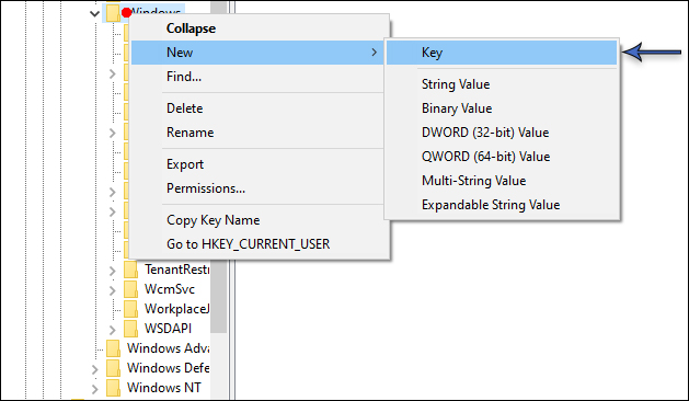 How to create a new Personalization key in the Registry Editor.