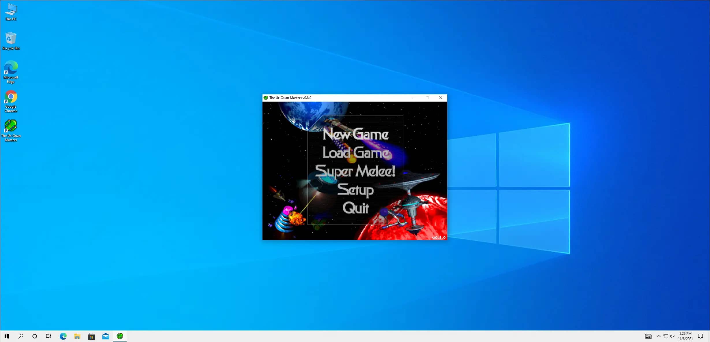 A game running in windowed mode on Windows 10 desktop.