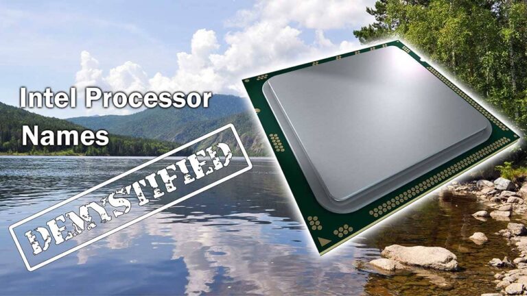 An Intel CPU is being presented over a lake.