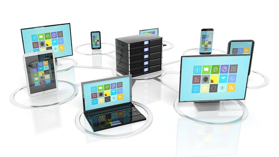 Multiple devices from users are connected to a server simultaneously.