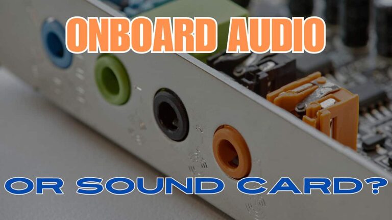 Comparison of onboard audio and sound card in a computer setup.