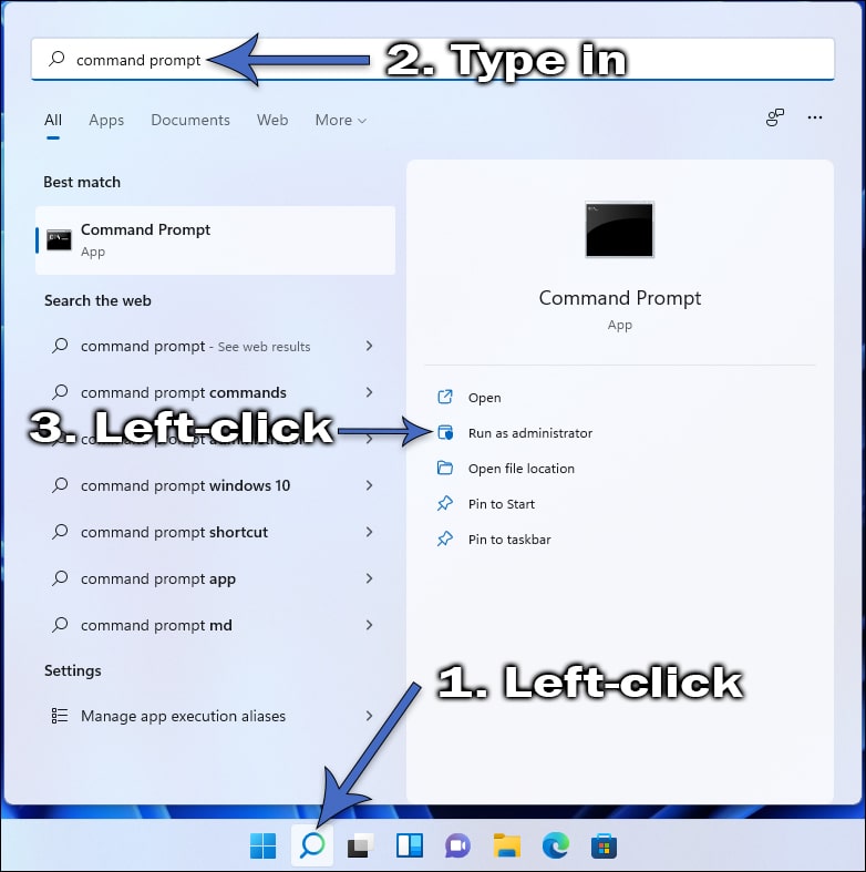 How to open Command Prompt as administrator in Windows 11.