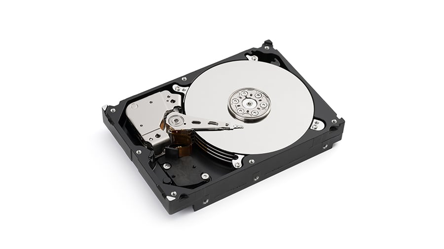 A open hard disk drive.