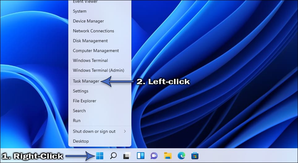 How to open the Task Manager in Windows 11.