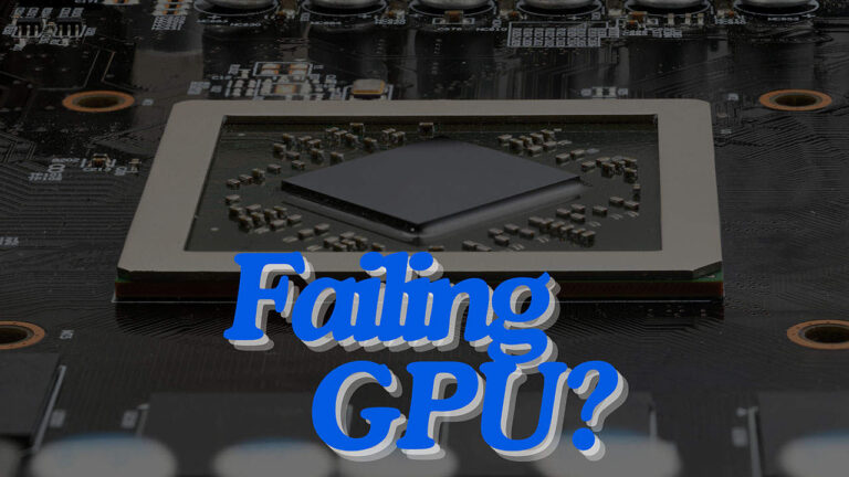 Close-up of a GPU with screen artifacts and overheating issues, indicating signs of a failing graphics card.