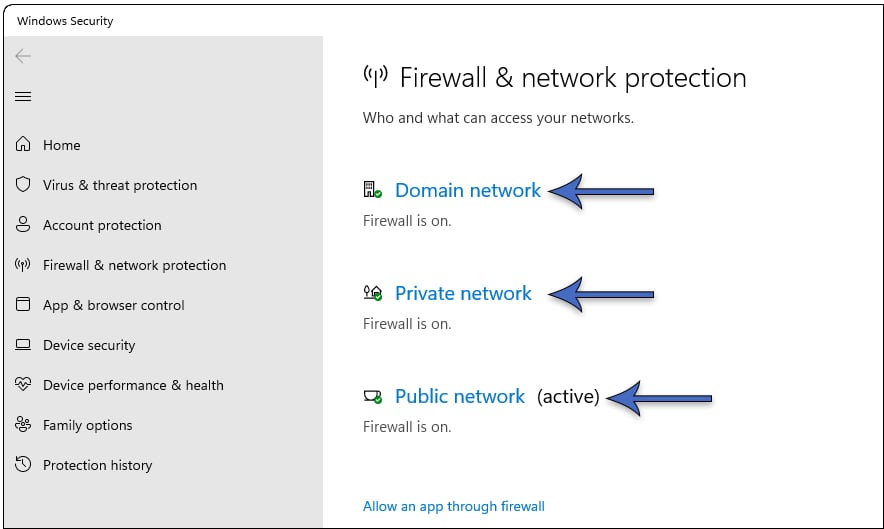 How to disable all three network firewalls in Windows 11.