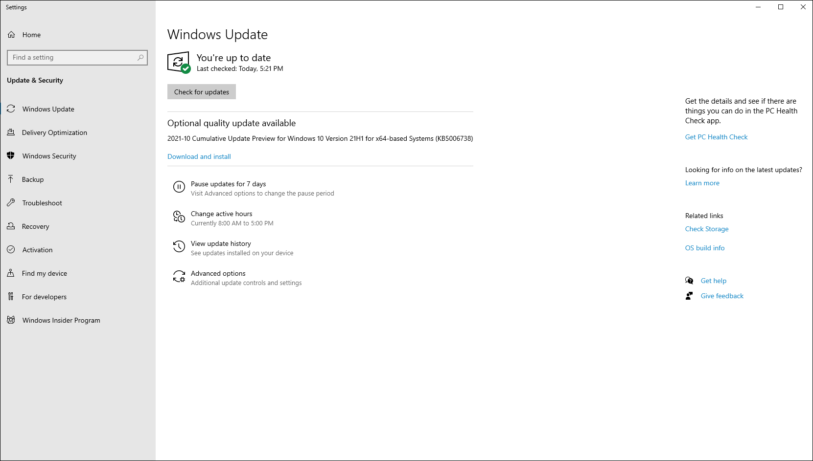 How to check for updates in Windows 10.