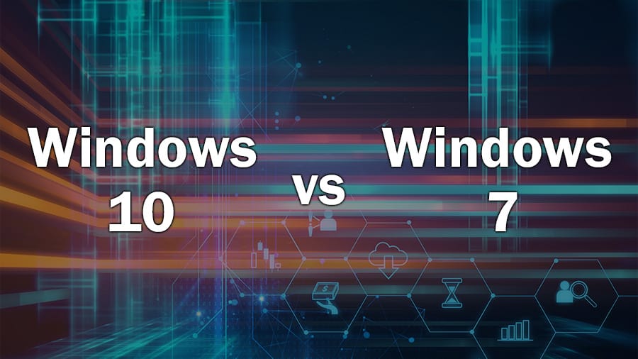Windows 10 vs 7 abstract design.