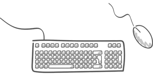 A keyboard and mouse illustration.