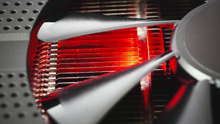 A red glow from GPU heatsink indicating a hot GPU.