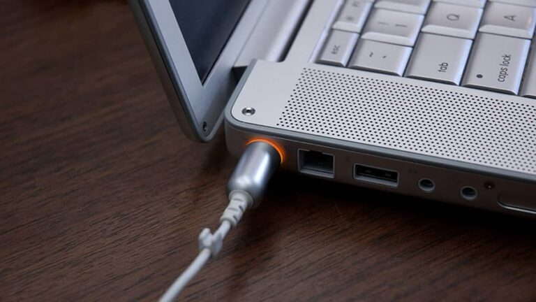 A laptop that's on charge.