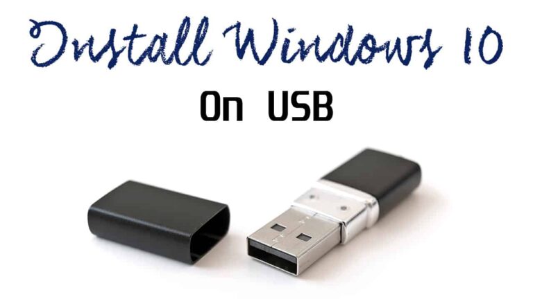 A USB drive with text stating to install Windows 10 on USB.