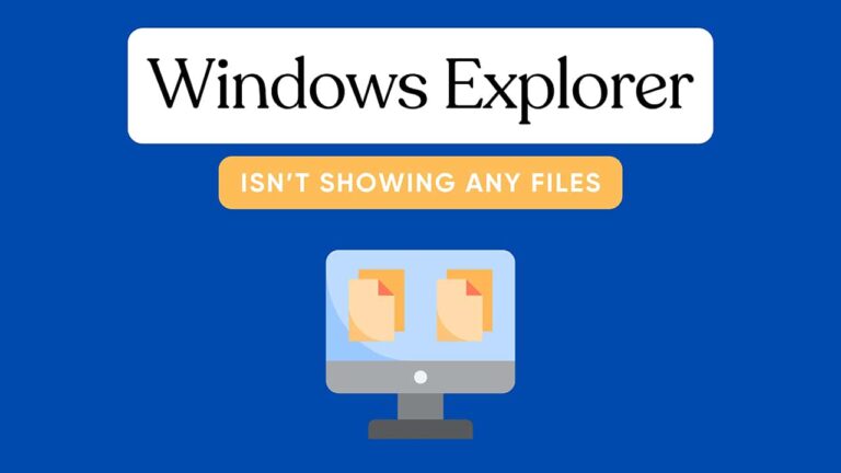 An image of a computer with text stating Windows Explorer and isn't showing any files.